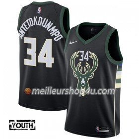 Maillot Basket Enfant Milwaukee Bucks Giannis Antetokounm 34 Nike 2017-18 Noir Swingman